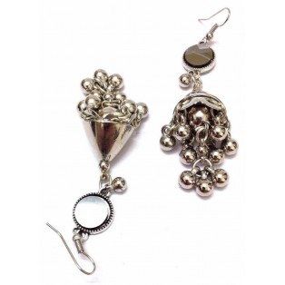 Silver Oxidized Earring Jhumka Jhumki Chandelier Hook Dangle Drop Long Umbrella 3